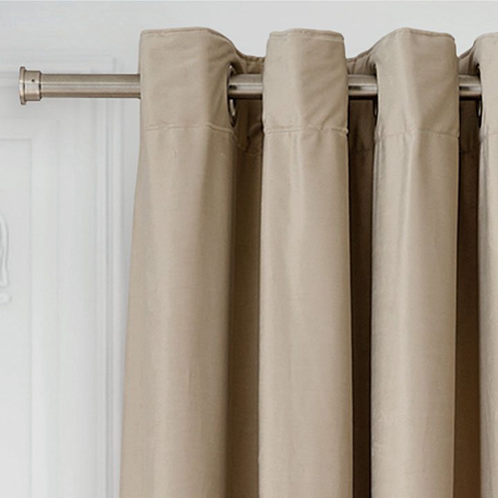 Velvet Ready-To-Hang Eyelet Curtains Natural